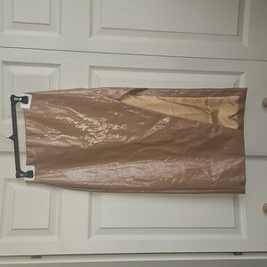 NBD women's tan color Midi skirt